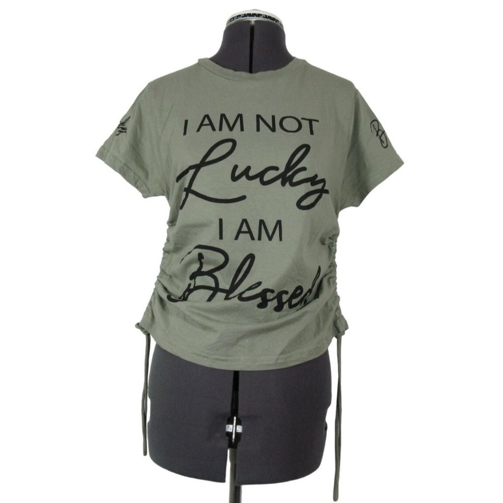 On Fire juniors graphic print inspirational ruched t-shirt